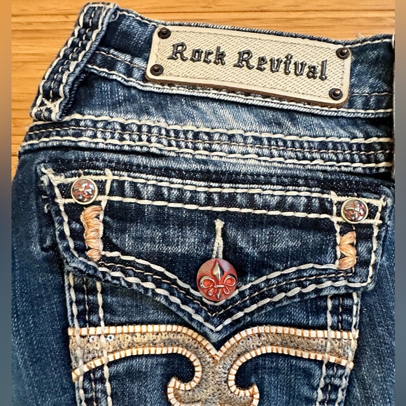 Rock Revival Angie Capri Washed Navy Blue Jeans Size 27 - Picture 3 of 11